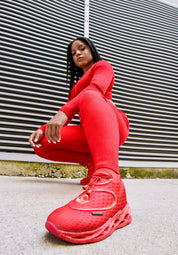 WOMENS ALL RED HIGH TOPS
